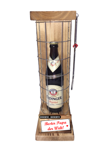 "Bester Papa der Welt " Die Eiserne Reserve mit einer Flasche Erdinger Weißbier 0,50L