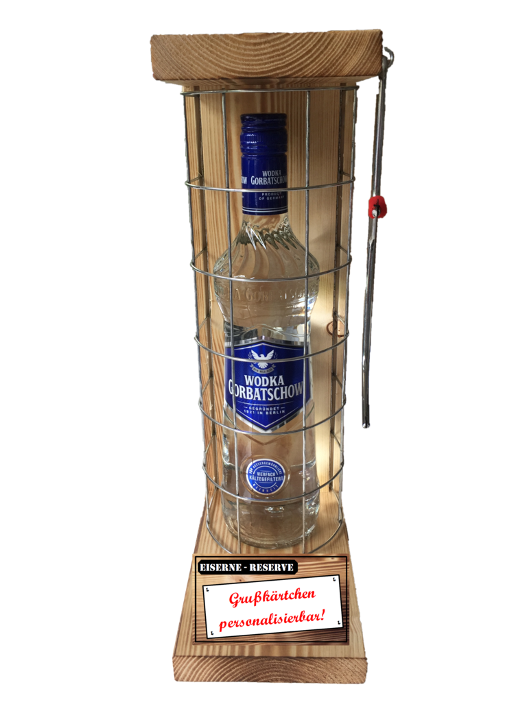 "Personalisierbar" Die Eiserne Reserve mit einer Flasche Wodka Gorbatschow 0,70L