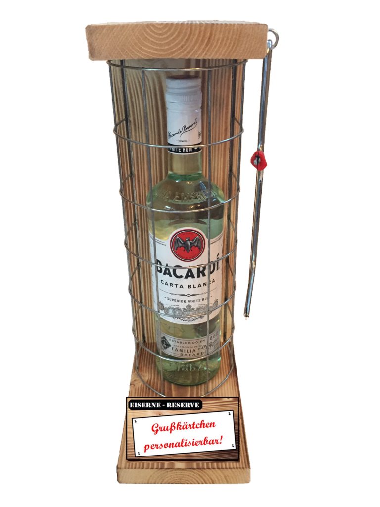"Personalisierbar" Die Eiserne Reserve mit einer Flasche Bacardi Rum 0,70L