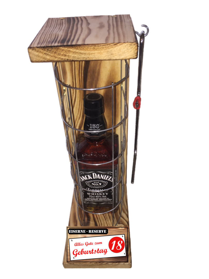 "Alles Gute zum 18 Geburtstag" Die Eiserne Reserve mit einer Flasche Jack Daniel's 0,70L