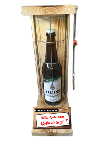 "Alles Gute zum Geburtstag"  Die Eiserne Reserve mit einer Flasche Veltins Pilsener 0,50L