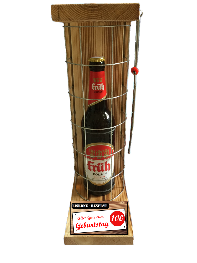 "Alles Gute zum 100 Geburtstag" Die Eiserne Reserve mit einer Flasche Früh Kölsch 0,50L
