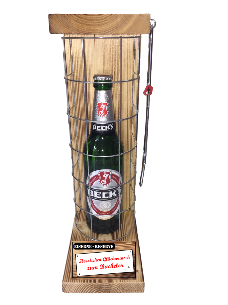 "Herzlichen Glückwunsch zum Bachelor" Die Eiserne Reserve mit einer Flasche Beck´s Bier 0,50L