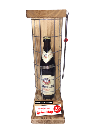 "Alles Gute zum 20 Geburtstag" Die Eiserne Reserve mit einer Flasche Erdinger Weißbier 0,50L