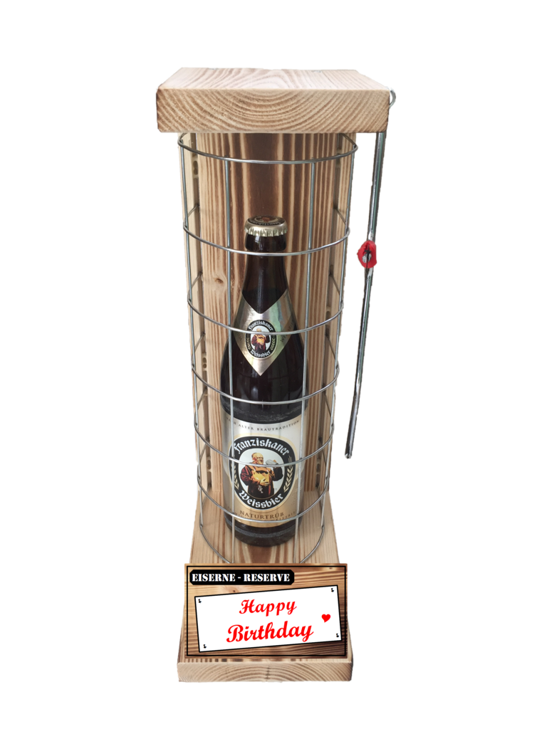 "Happy Birthday " Die Eiserne Reserve mit einer Flasche Franziskaner Weissbier 0,50L