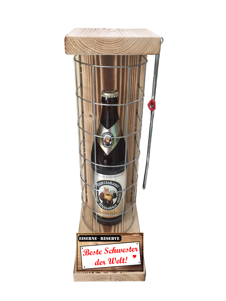 "Beste Schwester der Welt" Die Eiserne Reserve mit einer Flasche Franziskaner Weissbier 0,50L