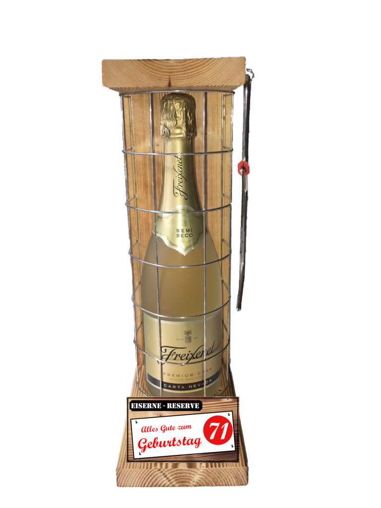 "Alles Gute zum 71 Geburtstag" Die Eiserne Reserve mit einer Flasche Freixenet Carta Nevada 0,75L