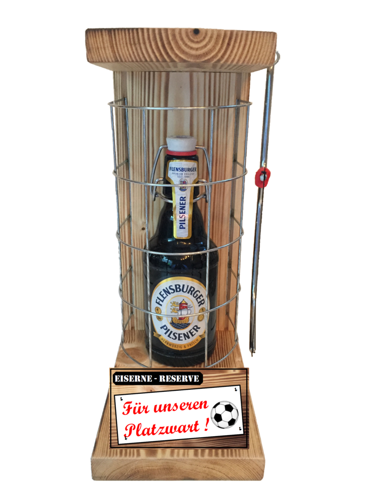 "Für unseren Platzwart " Die Eiserne Reserve mit einer Flasche Flensburger Pilsener 0,33L