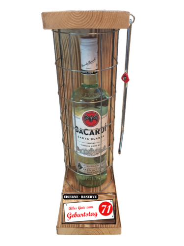 "Alles Gute zum 71 Geburtstag" Die Eiserne Reserve mit einer Flasche Bacardi Rum 0,70L