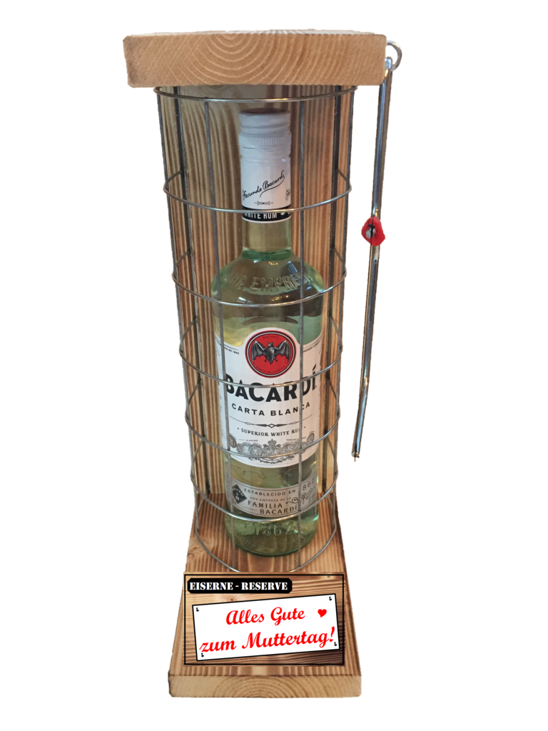 "Alles Gute zum Muttertag" Die Eiserne Reserve mit einer Flasche Bacardi Rum 0,70L