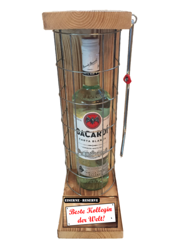"Beste Kollegin der Welt " Die Eiserne Reserve mit einer Flasche Bacardi Rum 0,70L
