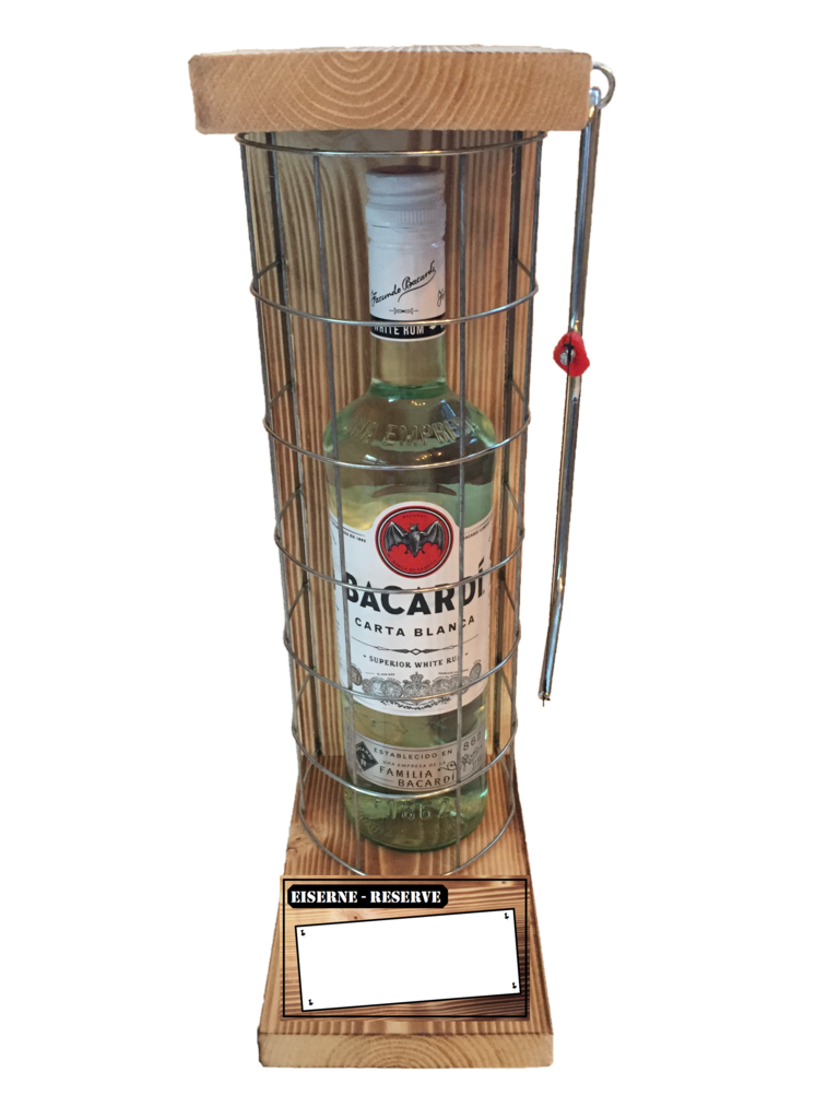 "Neutral zum Beschriften " Die Eiserne Reserve mit einer Flasche Bacardi Rum 0,70L