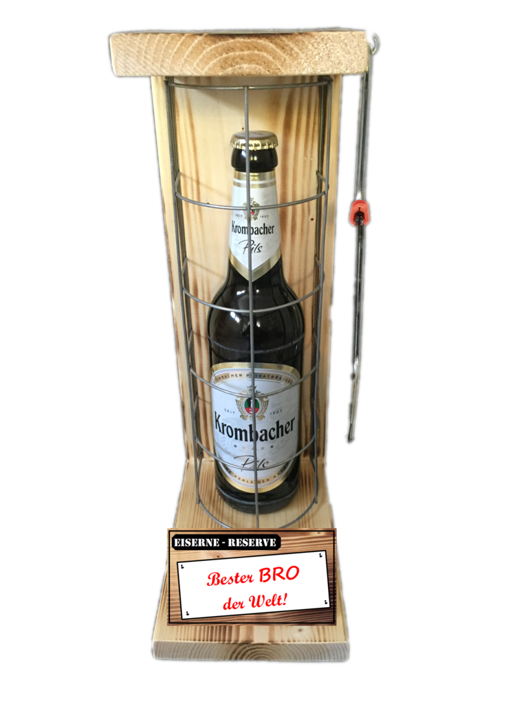 "Bester BRO der Welt " Die Eiserne Reserve mit einer Flasche Krombacher Pils 0,50L