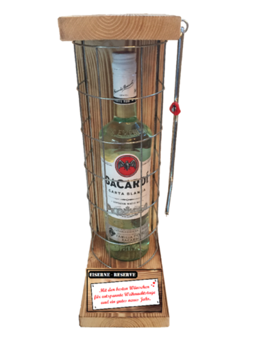 "Mit den besten Wünschen für entspannte ..."Die Eiserne Reserve mit einer Flasche Bacardi  0,70L
