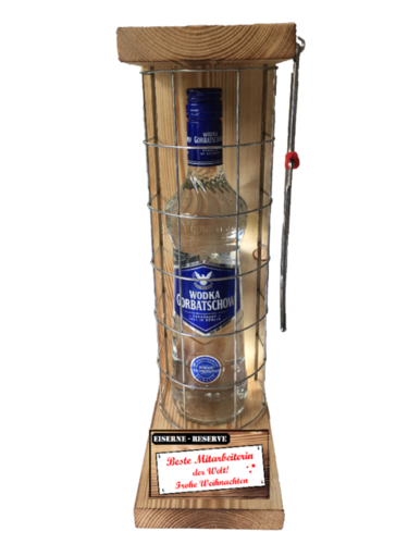 "Beste Mitarbeiterin der Welt! Frohe Weihnachten"Die Eiserne Reserve + Wodka 0,70L