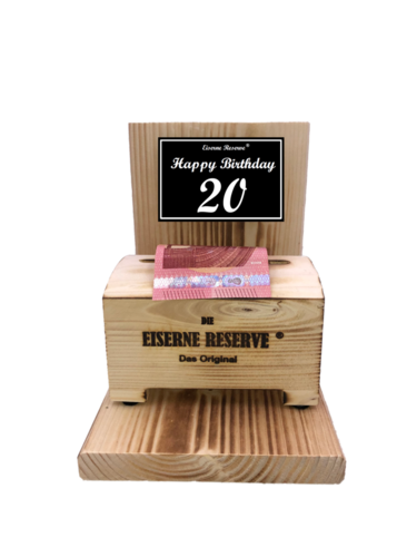 Happy Birthday 20 Geburtstag - Eiserne Reserve ® Geldbox - Geldgeschenk Schatztruhe
